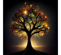 Kit Completo di diamond painting 5D,Albero della Vita flash,Artigianato DIY per Adulti e Bambini, Strass Ricamo a Punto Croce, Pittura Diamante Fai da Te,Decorazione per Casa e Pareti (30x30cm)