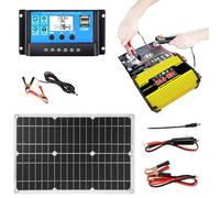 Kit completo di energia solare: solare completo, pannello solare da 12 V 18 W e kit convertitore da 300 W | DC12 V a AC110/220 V 30 A solare del controller con porte USB e display