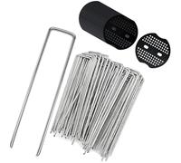 Kit Completo di Fissaggio al Terreno: 100 picchetti in Metallo + 100 rondelle tampone, picchetti a U per Tessuto paesaggistico, Tenda, Gazebo (Scegli la Tua Dimensione) 100 Pezzi 150x40mmØ3mm