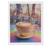 Kit Completo di Pittura Diamante 5D, Diamond Painting per Adulti Caffè Arcobaleno, DIY Diamantini Crystal Art Mosaico Kit, per Decor da Parete Soggiorno Camera da Letto, Perfect Gifts 40x50cm J-545