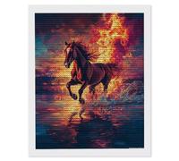 Kit Completo di Pittura Diamante 5D, Diamond Painting per Adulti Fiamma Cavallo, DIY Diamantini Crystal Art Mosaico Kit, per Decorazioni da Parete Soggiorno Camera da Letto, Perfect Gifts 40x50cm J504