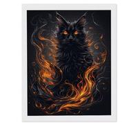 Kit Completo di Pittura Diamante 5D, Diamond Painting per Adulti Fiamma Gatto, DIY Diamantini Crystal Art Mosaico Kit, per Decorazioni da Parete Soggiorno Camera da Letto, Perfect Gifts 80x100cm J-505