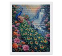 Kit Completo di Pittura Diamante 5D, Diamond Painting per Adulti Peacock Cascate, DIY Diamantini Crystal Art Mosaico Kit, per Decor da Parete Soggiorno Camera da Letto, Perfect Gifts 60x80cm J-589