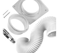 Kit completo di sfiato per asciugatrice con adattatore a flangia e tubo in alluminio per installazione completa Collegamento rapido Scarico dell'essiccatore con raccordi a scatto