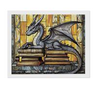 Kit Completo Diamond Painting, 5D Diamond Painting Adulti e Bambini, Libro Del Drago DIY Pittura Diamante con Strass Artistica Brillanti, Decorazione Murale per Casa, Donna Regalo 60x80 cm Q-649
