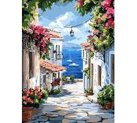 Kit Completo Diamond Painting 5D per Adulti, Pittura Diamante Fai da Te Mosaico Strass, spiaggia architettura Diamond Painting Ricamo per Decorazione Casa, Attività Creativa e Relax 90x120cm 0j-252