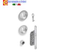 Kit Completo Maniglia Per Porta Scorrevole Porte Scrigno Serratura Tondo Chiave