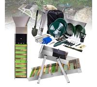 Kit Completo Per La Ricerca De-ll'oro Da 34 Pezzi, Con Canaletta Highbanker Pieghevole Da 50 Pollici - Attrezzatura Portatile Per Prospezione E Estrazione - Include Setaccio Classificatore