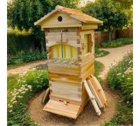 Kit completo per l'avvio di un'arnia, arnia in legno "Castello delle Api" con casetta per api carpentiere, 4 telaini e 6 vassoi per favi, kit per apicoltura per giardini amiche degli impollinatori