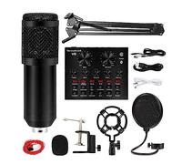 Kit completo per podcast, Microfono a condensatore con braccio a sospensione a forbice Microfono cardioide con scheda audio V8 for la registrazione del canto(US 4)