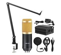 Kit completo per podcast, Microfono Studio V8 Scheda audio Kit alimentazione phantom Bm800 Microfono a condensatore for PC Registrazione computer Karaoke Streaming(Gold Mic kits 2)