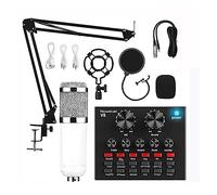 Kit completo per podcast, Professional Audio V8 Sound Card Set Mic Studio Microfono a condensatore for la registrazione di podcast Live Streaming(E)