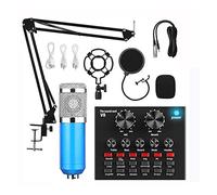 Kit completo per podcast, Professional Audio V8 Sound Card Set Mic Studio Microfono a condensatore for la registrazione di podcast Live Streaming(A)