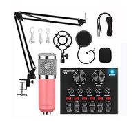 Kit completo per podcast, Professional Audio V8 Sound Card Set Mic Studio Microfono a condensatore for la registrazione di podcast Live Streaming(C)