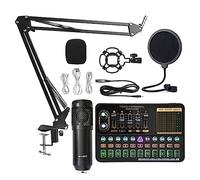 Kit completo per podcast, Professional Audio V8 Sound Card Set Mic Studio Microfono a condensatore for la registrazione di podcast Live Streaming(V10X PRO Full Set)