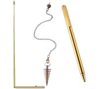Kit completo per rabdomanzia, 2 canne telescopiche in rame + pendolo per rabdomanzia, rilevamento di minerali, ricerca di oggetti persi e strumenti di esplorazione psichica spirituale (A)
