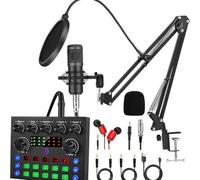 Kit Completo Per Registrazione Di Podcast Professionale, Studio Completo Con Microfono E Interfaccia Audio Per Youtube, Streaming E Registrazione Su Pc Black