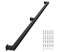 Kit completo per ringhiera per scale, in ferro battuto, per interni ed esterni, design a tubo quadrato (220 cm)