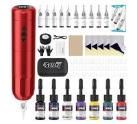 Kit Completo per Tatuaggio Solong Senza Fili con Display LED e Batteria da 1400mAh, Include Inchiostro per Tatuaggi, Pelle per Pratica e Bende per Principianti SL-TKE79AEU-2
