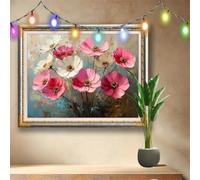 Kit Completo Pittura Diamante 5D Fai Da Te Fiore rosa,Arte di Strass e Cristallo,Paesaggio Diamond Painting Adulti e Bambini 50x40cm,Ricamo Artistico Mosaico Regalo per Decorazioni Murali 58F-5953