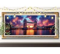 Kit Completo Pittura Diamante 5D Fai Da Te Fuochi d'artificio,Arte di Strass e Cristallo,Londra Diamond Painting Adulti e Bambini (70x200cm),Ricamo Artistico Mosaico per Decorazioni Murali 61F-7046