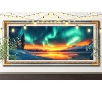 Kit Completo Pittura Diamante 5D Fai Da Te Paesaggio,Arte di Strass e Cristallo,Aurora Diamond Painting Adulti e Bambini (30x60cm),Ricamo Artistico Mosaico Regalo per Decorazioni Murali 61F-1637