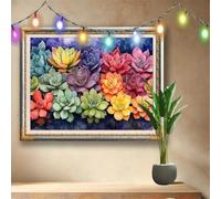 Kit Completo Pittura Diamante 5D Fai Da Te Paesaggio,Arte di Strass e Cristallo,Pianta grassa Diamond Painting Adulti e Bambini 70x50cm,Ricamo Artistico Mosaico Regalo per Decorazioni Murali 58F-6044
