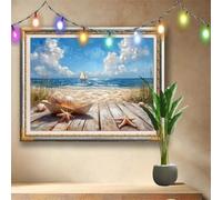 Kit Completo Pittura Diamante 5D Fai Da Te Stella marina,Arte di Strass e Cristallo,Barca a vela Diamond Painting Adulti e Bambini 133x100cm,Ricamo Artistico Mosaico per Decorazioni Murali 58F-1939