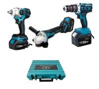 Kit Completo Professionale 3 in 1 con Trapano Avvitatore a Batteria, Smerigliatrice Angolare a Batteria, Trapano ad Impulsi Svita Bulloni 88v