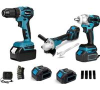 Kit Completo Professionale Fai da Te 3 in 1 con Trapano Avvitatore a Batteria, Smerigliatrice Angolare a Batteria, Trapano ad Impulsi Svita Bulloni 68v