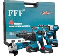 Kit Completo Professionale Fai da Te 4 in 1 con Trapano Avvitatore a Batteria, Trapano a Percussione a Batteria, Smerigliatrice Angolare a Batteria, Trapano a Martello e ad Impulsi Svita Bulloni 68v