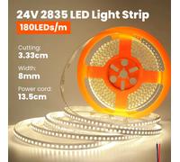 KIT COMPLETO STRISCIA LED 24V CRI98 SU MISURA + PROFILO ALLUMINIO + ALIMENTATORE [EEK: A+++]