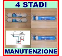 KIT COMPLETO x MANUTENZIONE AD OSMOSI INVERSA - 2 FILTRI + 2 MEMBRANE DA 150 GPD