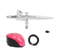 Kit compressore aerografo a doppia azione con pistola a spruzzo for vernice aerografo for nail art Make Up Kit pittura aerografo Applicazione multifunzionale(Red C set)