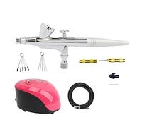 Kit compressore aerografo a doppia azione con pistola a spruzzo for vernice aerografo for nail art Make Up Kit pittura aerografo Applicazione multifunzionale(Red C1 set)