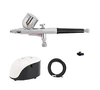 Kit compressore aerografo a doppia azione con pistola a spruzzo for vernice aerografo for nail art Make Up Kit pittura aerografo Applicazione multifunzionale(White B set)