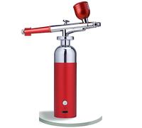 Kit compressore d'aria for aerografo facciale for spruzzatore for Pistola for acqua Ossigeno for Nail Art Tattoo Cake Makeup Macchina for l'idratazione profonda Controllo Preciso(Long Red)