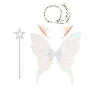 Kit con di farfalla, supporto con , tiara floreale e orecchie a punta, regalo di fantasia per bambini, adolescenti, adulti, feste, parate, compleanni, carnevale, vacanze, teatro in