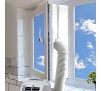 Kit con guarnizione per finestra per condizionatore d’aria e asciugatrici, portatile, barriera anti-aria calda con zip e fissaggio adesivo, 560 cm