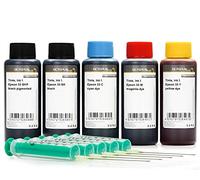Kit con inchiostri di ricarica compatibile per Epson 33, Epson Expression Premium XP-530, XP-540, XP-630, XP-635, XP-640, XP-645, XP-830, XP-900, XP-7100 CMYK (non OEM) 5x 100 ml