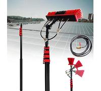 Kit con palo alimentato ad acqua da 7,3 m, spazzola telescopica e sistema di pulizia per pannelli solari, detergente per esterni in alluminio leggero con tubo flessibile