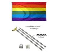 Kit Con Polo Galvanizzato E Insegna Arcobaleno Gay Pride 2'x3'