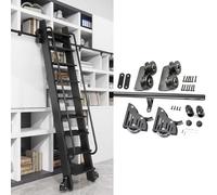 Kit con scala scorrevole, kit di ferramenta con ruote, multiuso, per scale a soppalco e libreria, scala non inclusa