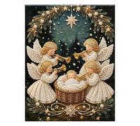 Kit con scena natalizia 5D fai da te, con perle, per adulti, decorazione natalizia da parete con cornice, kit per decorazioni da parete e artigianato per la casa, bambini dagli 8 ai 12 anni (D, taglia