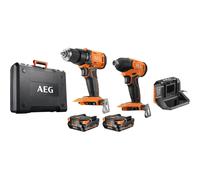 AEG JP18I2-202C Kit con Trapano a Percussione 18V, Avvitatore a Impulsi, 2 Batterie 2.0Ah, BL18S 18V Caricabatterie