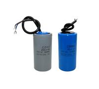 Kit condensatore motore, avviamento CD60 (200µF 250V) + esecuzione CBB60 (40µF 450V),condensatore di avviamento e di esecuzione motore rotondo con 2 fili per compressore d'aria CA, pompa per lavatrice