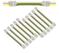 Kit connettore LED RGB + CCT COB da 12 mm, 5 pezzi a strisce, 4 pezzi a forma di L, 4 extension da 10 cm, compatibili con strisce LED FCOB a 6 pin RGB+CCT (strisce a strisce (con cavo da 15 cm)