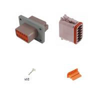 Kit connettore serie DT maschio femmina da pannello 12 vie marrone