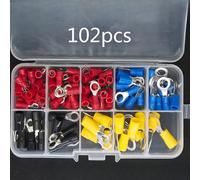 Kit connettori cavi auto assortiti 102 pezzi - Set universale di terminali a crimpare elettrici con connettori a anello isolati, a , a a per cablaggio automobilistico e - Non caricato, batteria non