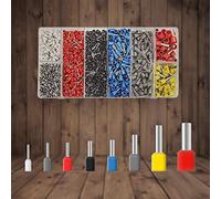 KIT Connettori Elettrici 1200 pezzi, Puntalini a Crimpare, Capicorda dimensioni 0,25-10mm², Terminali elettrici in PVC, Connettori per aggraffare crimpare l'estremità dei cavi